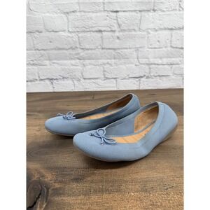 Me Too Harmony Knit Ballet Flats Women Sz 8 Blue Knit Bow Detail Balletcore